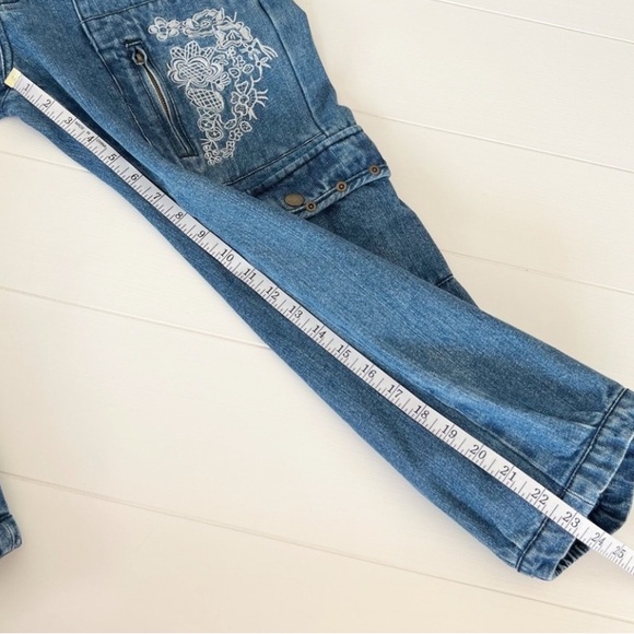 VENUS Navy Embroidered Flare Jeans - Picture 9 of 9